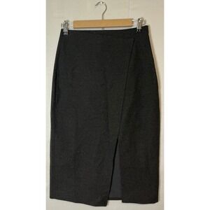 Babaton Charcoal Pencil Skirt Minimalist Tailored Front‎ Slit 4 Office Classic